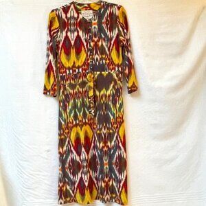 Fine Garments by Alicia Bell Sheath Dress Womens 10 Ikat Psychedelic Party Artsy